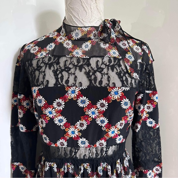 Sandro Paris Retox Silk Blend Daisy Print Dress sz 2 Medium - Picture 3 of 14